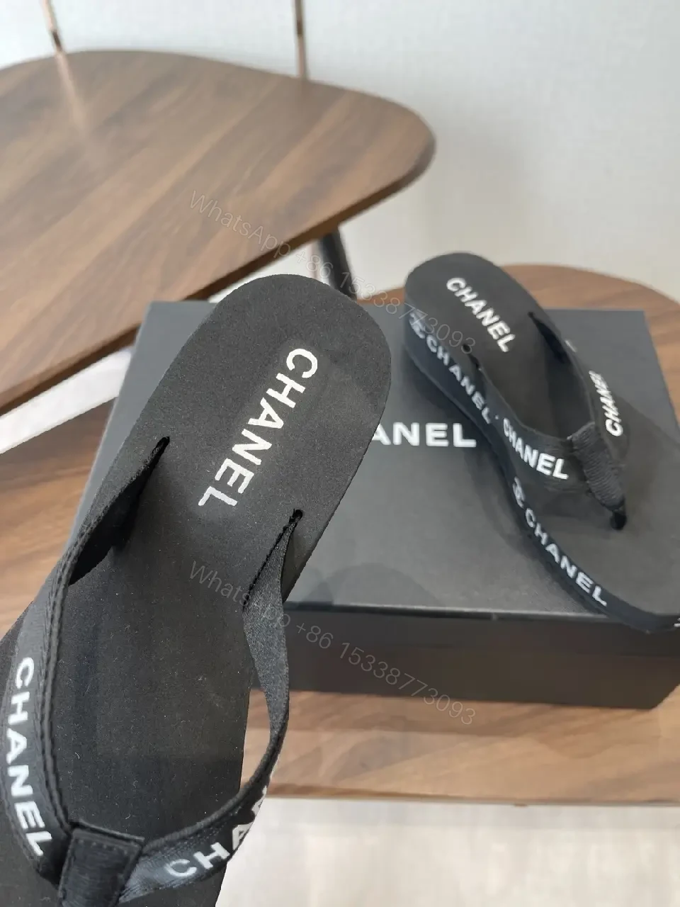 View 7 of Black Faux-Leather Flip-Flops: Luxe Minimalist Comfort