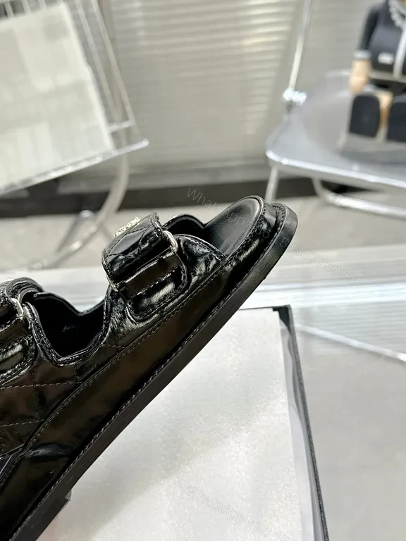 View 9 of Chanel-Inspired Black Patent Sandals: All-Day Comfort