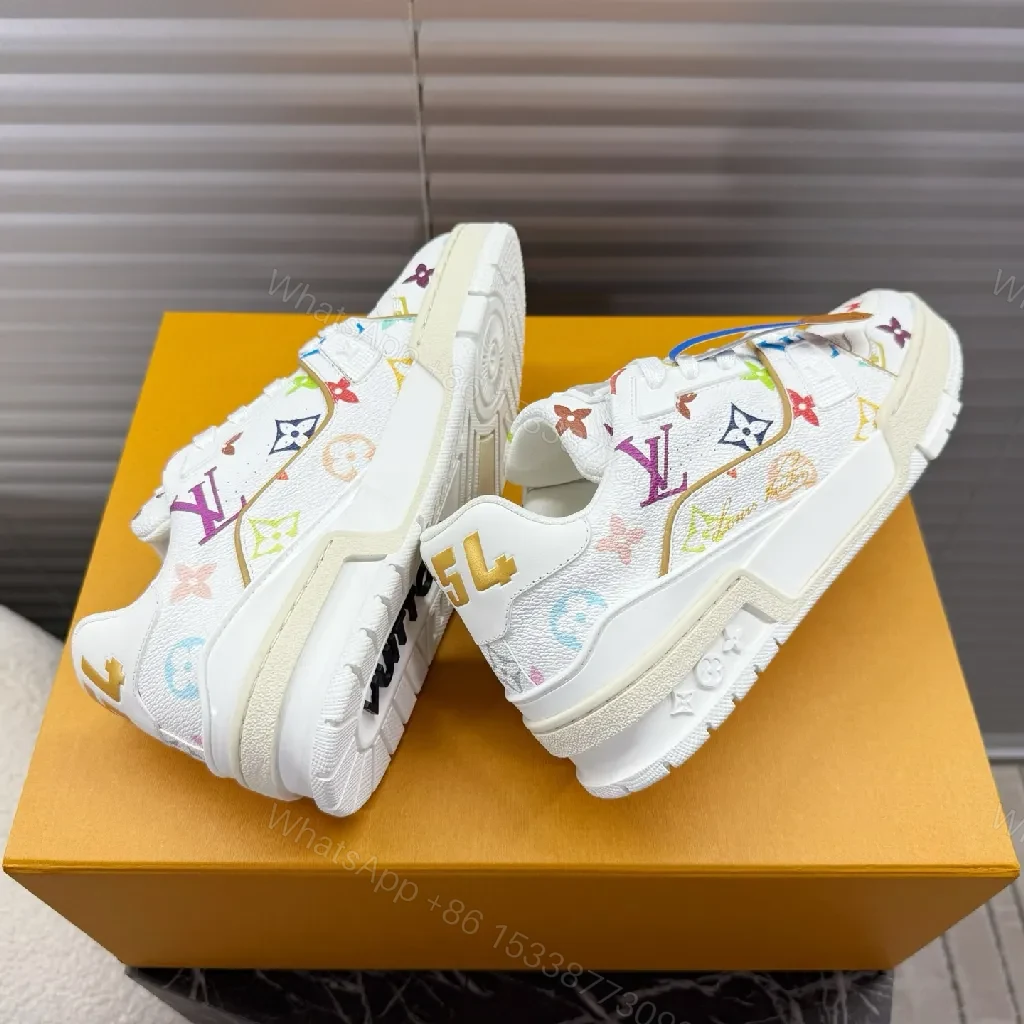 View 8 of Multicolor Monogram Luxe Sneakers with Gold Accent