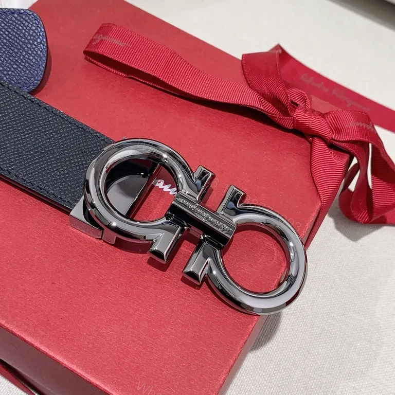 View 3 of Gancini Belt: Black Italian Leather, 38mm, Italian Craftsmanship