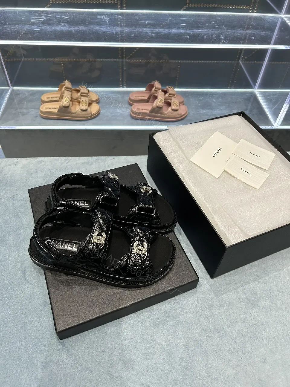 View 9 of Black Patent Leather Sandals - Effortless Luxury Comfort