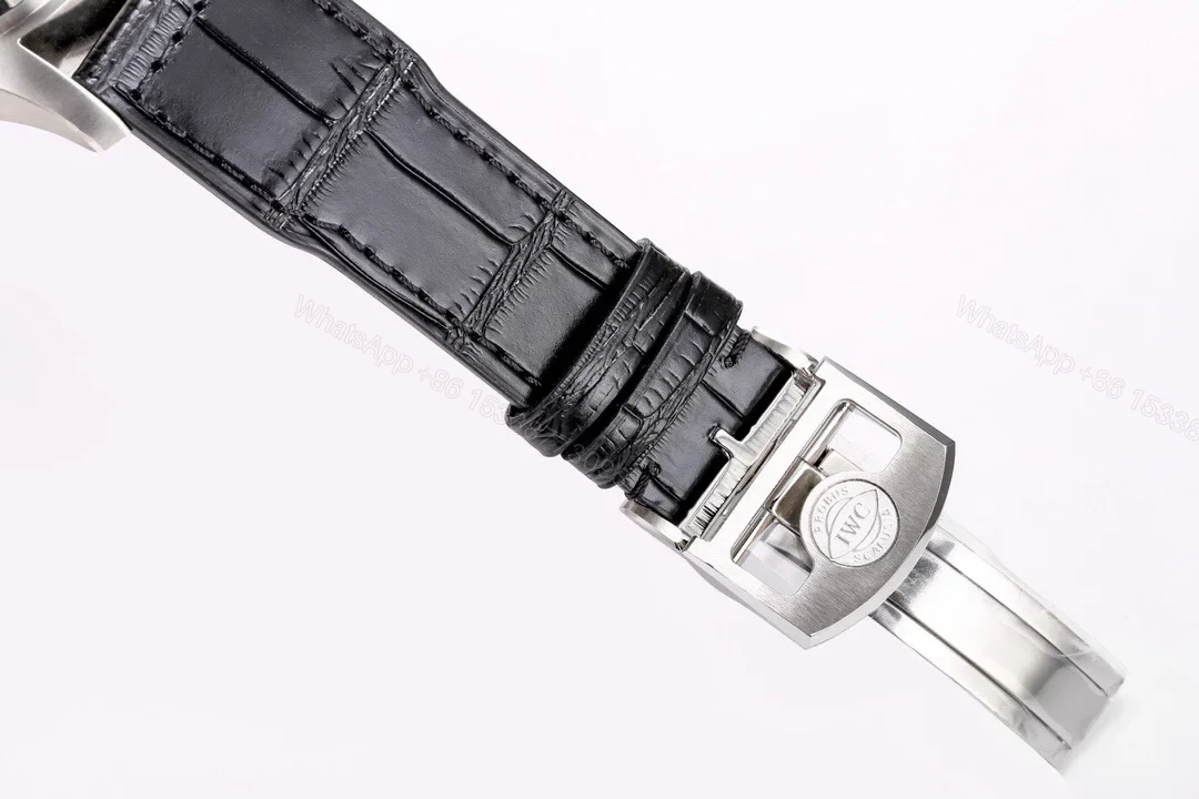 View 5 of IWC Pilot Perpetual Calendar Replica 42MM Premium Black Dial Leather Strap Edition IWC-PILOT-PC-BLK42-LTH