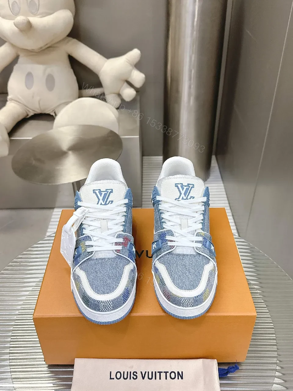 View 7 of Denim-Texture High-Top Sneakers: Luxury Vibe, All-Day Comfort
