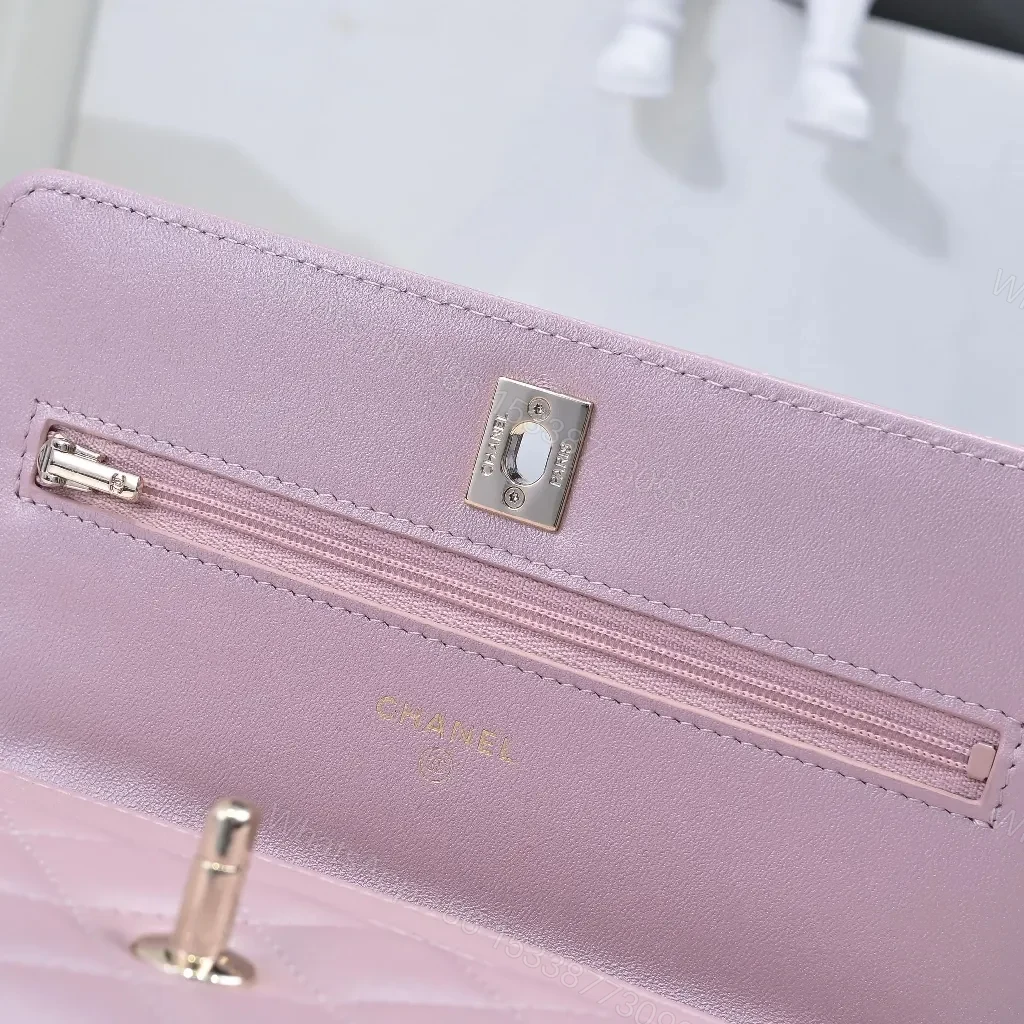 View 7 of Pink Quilted Mini Bag with Chain Strap - Lux