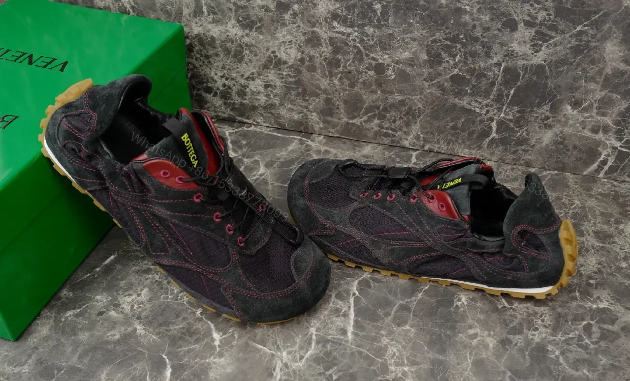 View 4 of Bold Contrast Panels Suede Knit Sneaker: All-Terrain Comfort