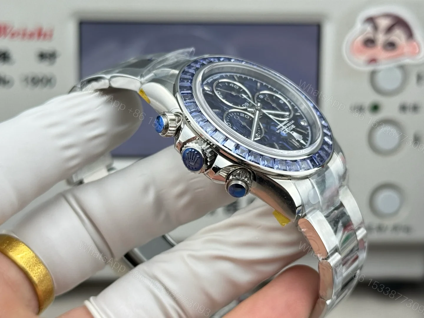 View 6 of Blue Diamond Daytona Chronograph Watch 40mm Oyster DAY-BLUE-DIAMOND-40MM-OYSTER