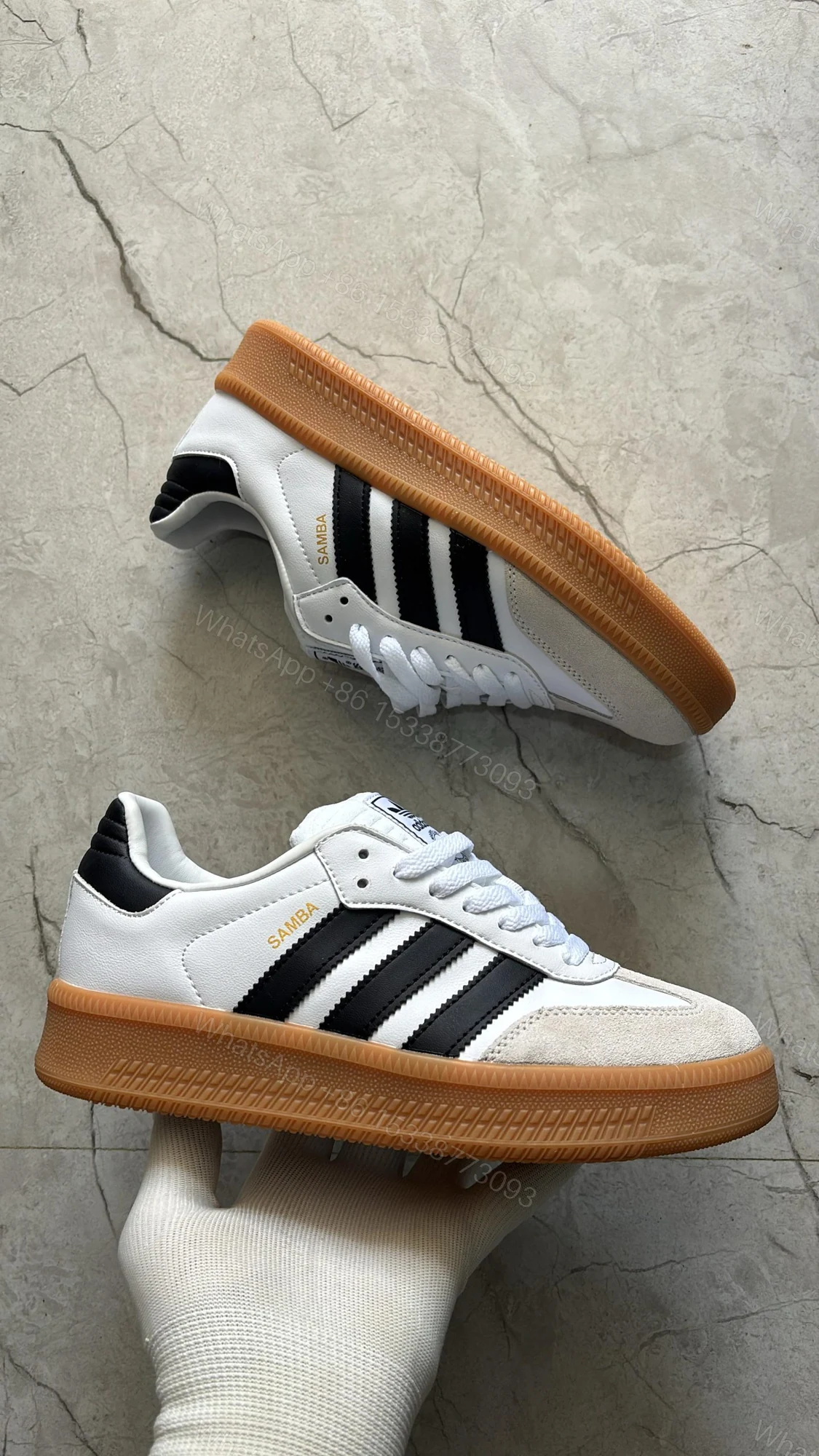 FIRST COPY Adidas samba big sole white black — view 1