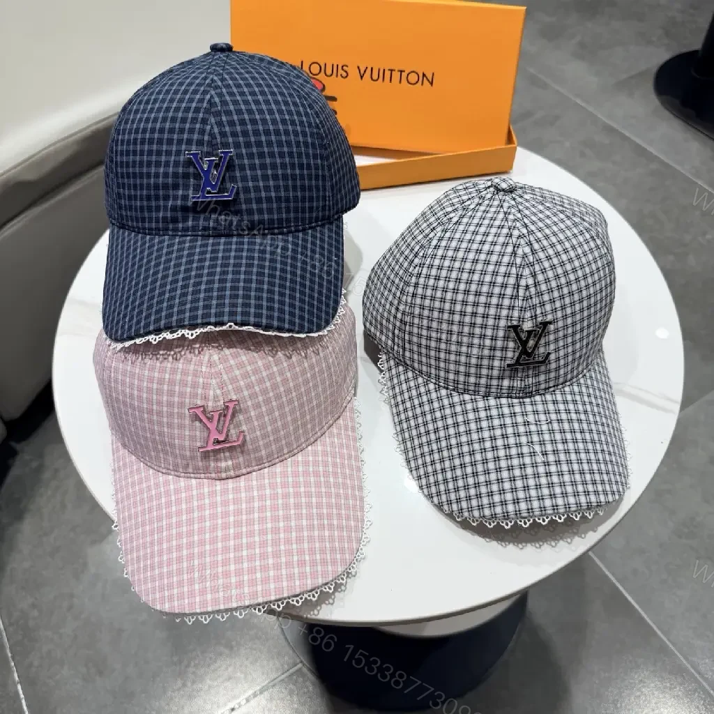 View 9 of Structured Plaid Cap with Subtle Monogram, Modern Textured Cap