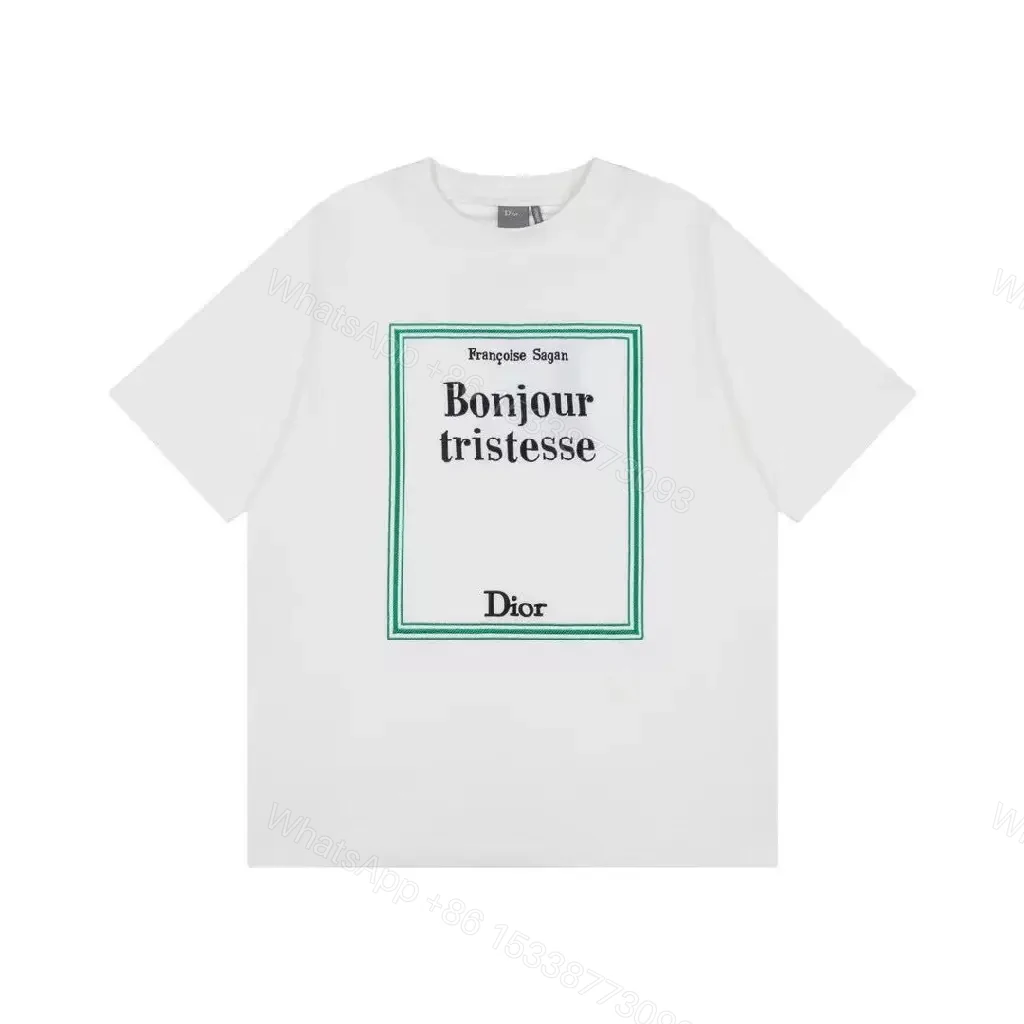 View 7 of Bonjour Tristesse Tee: Designer-Inspired Graphic, White, Boxy Fit