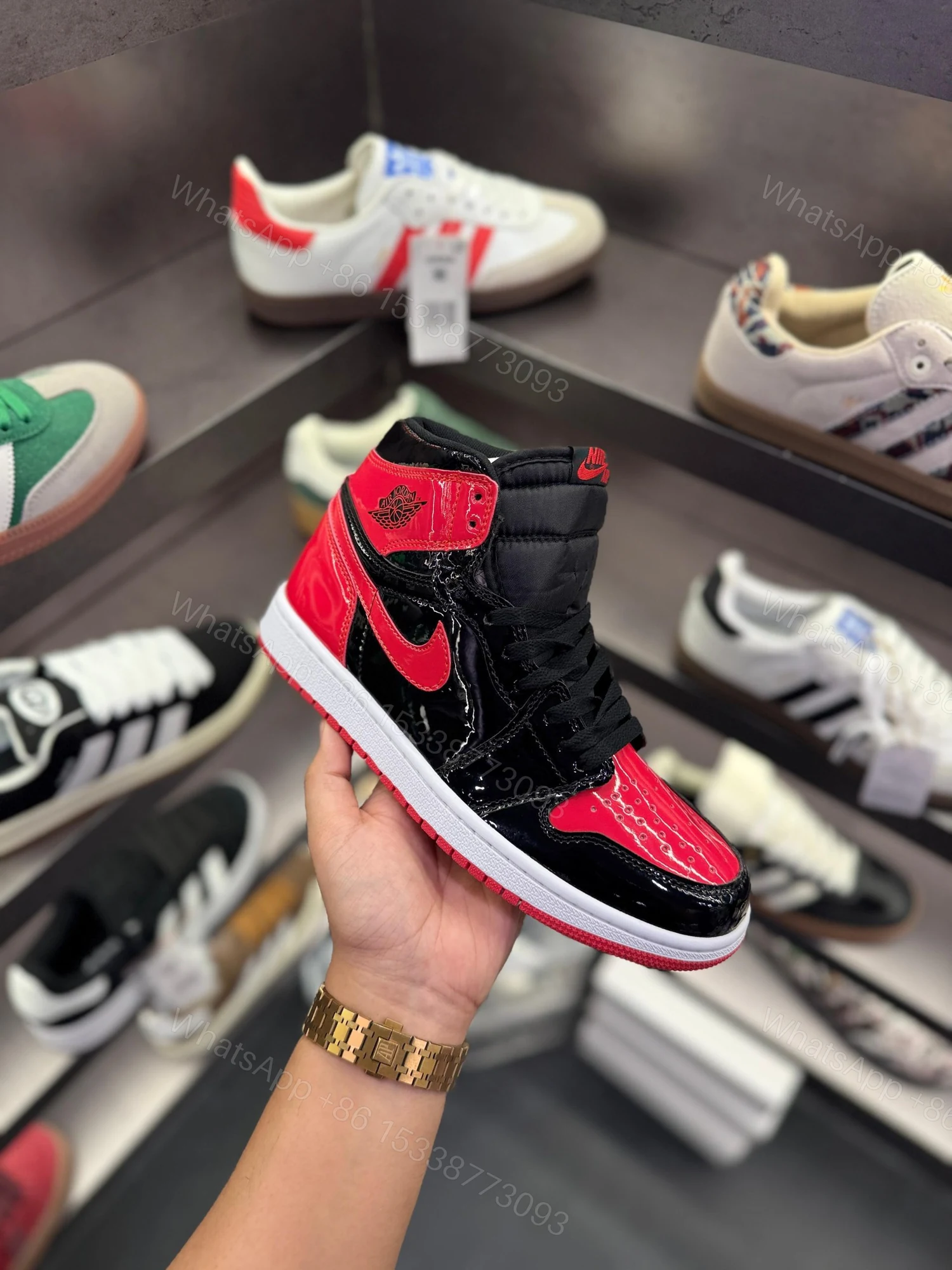 View 4 of FIRST COPY AIR JORDANS RETRO 1 PATENT BRED FOR MEN