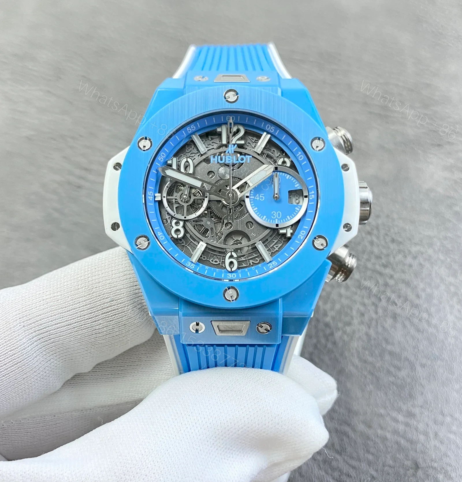 Hublot Big Bang Unico Replica 42MM Premium Blue Ceramic Rubber Strap Edition RG-HUBLOT-BB-UNICO-BLU-CER-RUB-42 — view 1