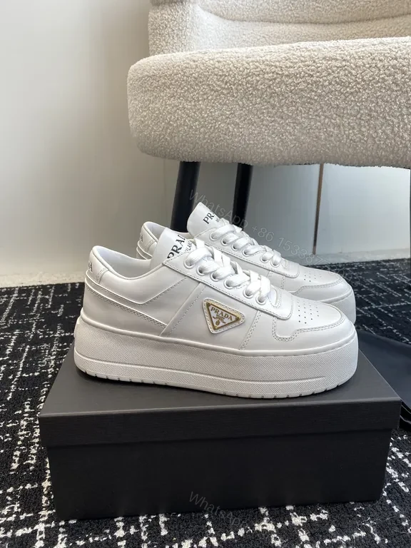 View 4 of Minimalist White Leather Suede-Trim Sneakers: Luxury Comfort