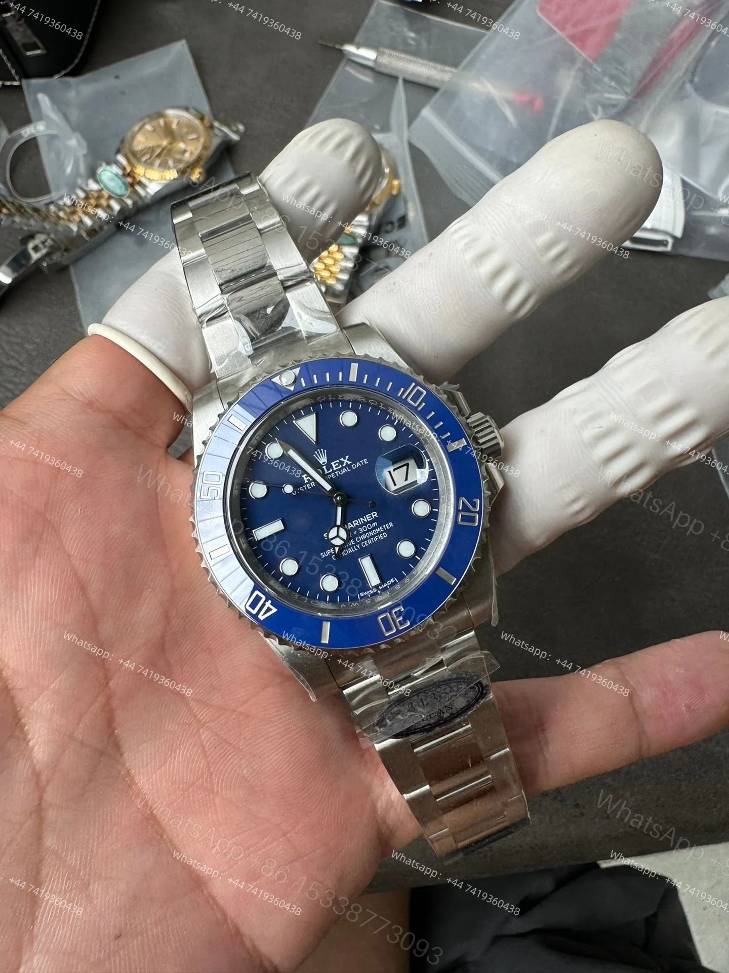 View 4 of Rolex Super Clone Watches 1:1 Smurf Submariner 116619LB VS3135 Movement 40mm