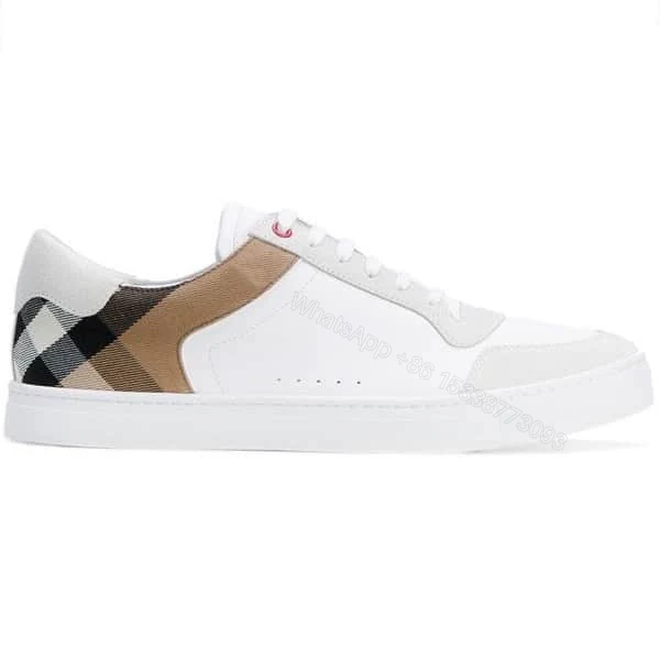 BURBERRY LEATHER AND HOUSE CHECK SNEAKERS – BBR27 — view 1