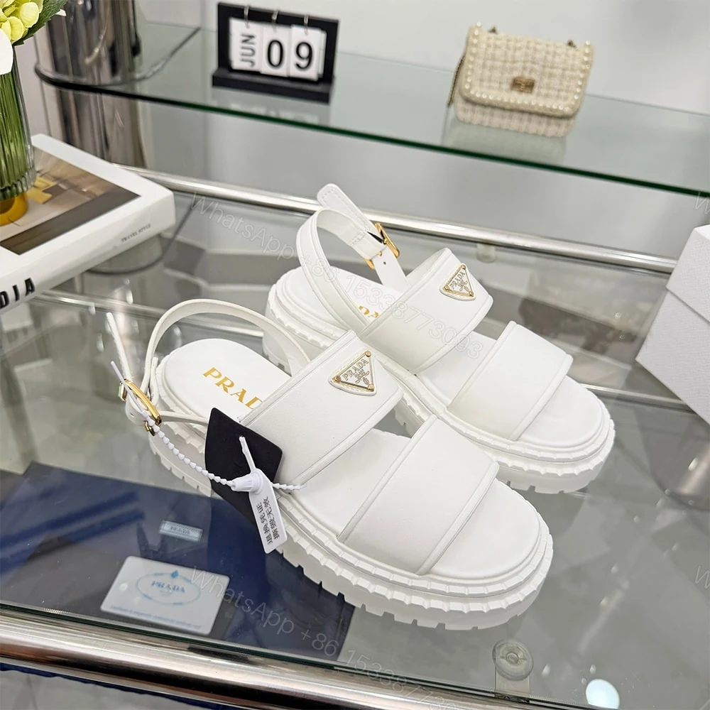 View 2 of PRADA Leather Platform Sandals 322260