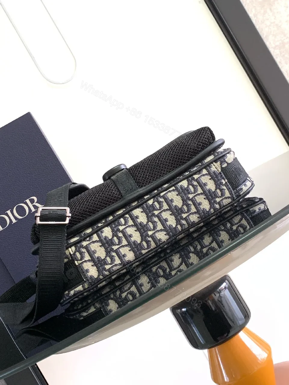 View 2 of Compact Luxury Crossbody Bag: Monogram Mesh Panel, Sleek