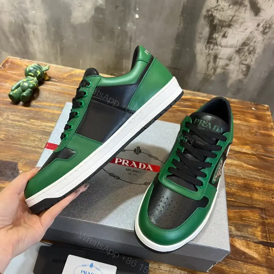 View 7 of PRADA DOWNTOWN LEATHER SNEAKERS GREEN – PRD092