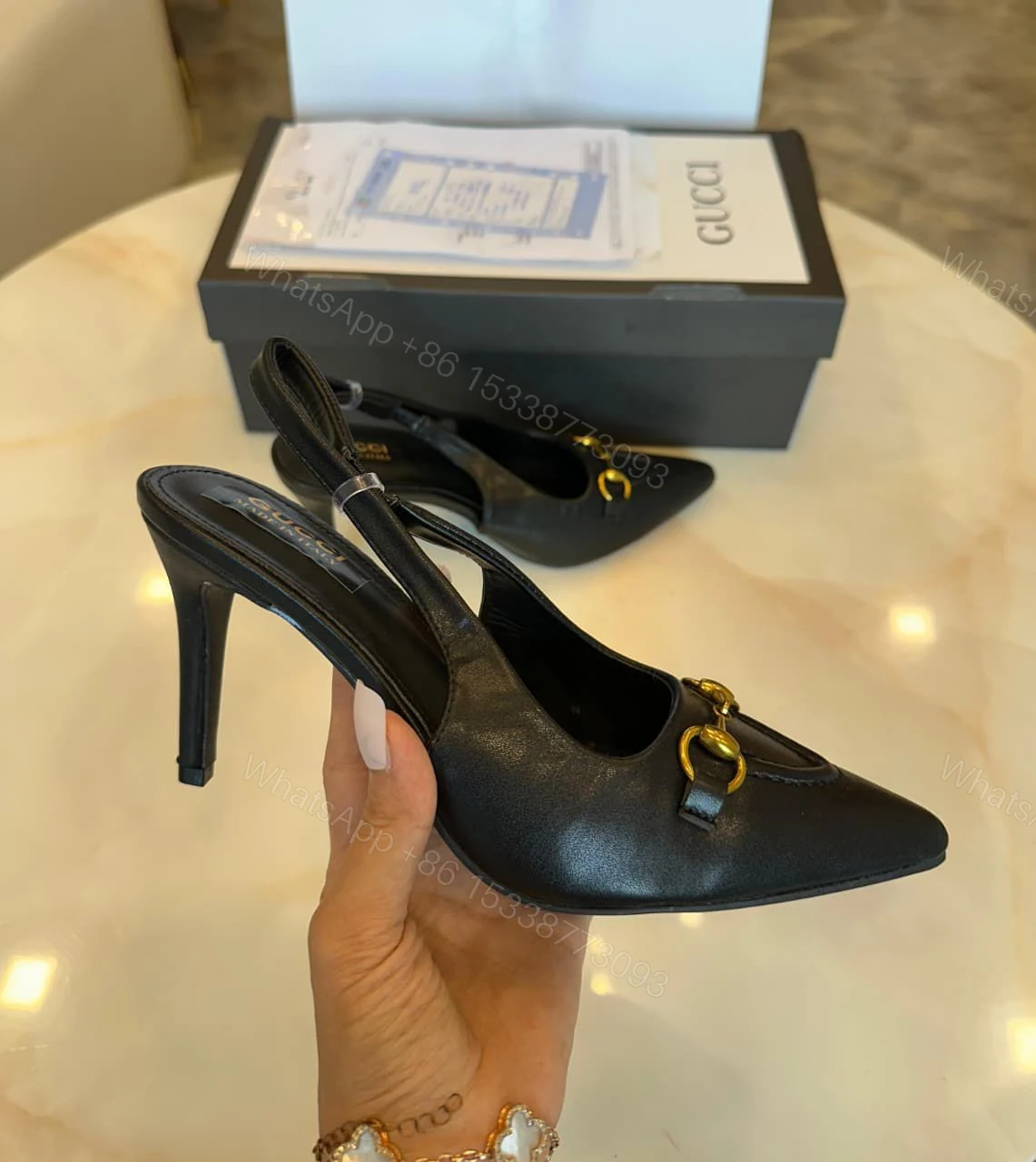View 5 of FIRST COPY GUCCI LEATHER HEELS