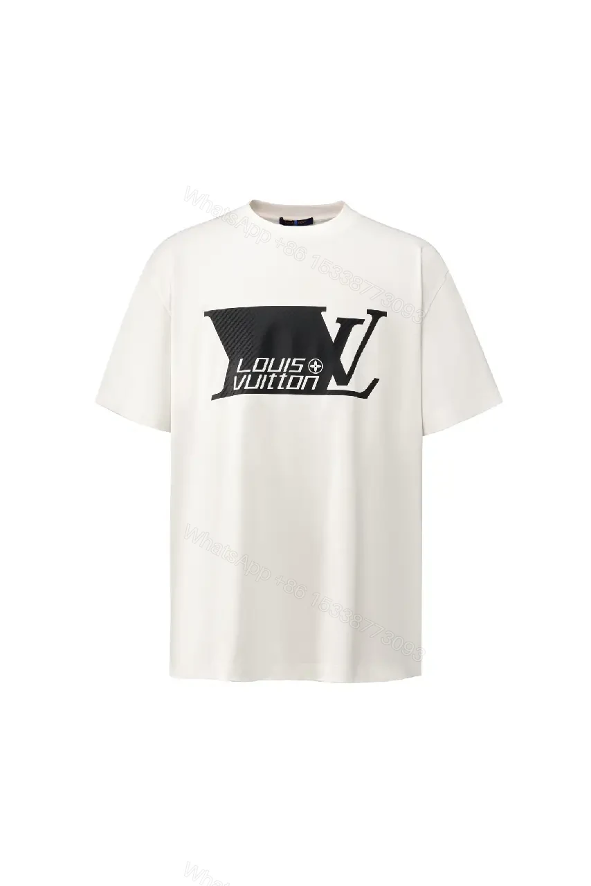 View 7 of White & Black Logo Tee with LV Stride Graphic T-Shirt