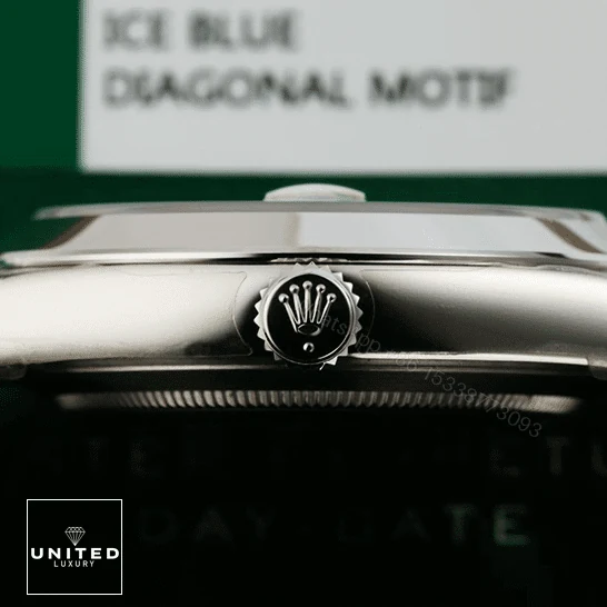 View 7 of Rolex Day Date Ice Blue Baguette Dial Platinum Presidential 228206 Replica