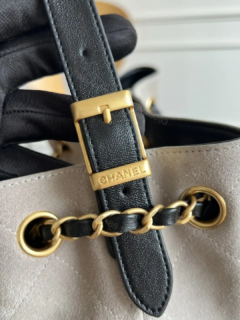 View 12 of Two-Tone Quilted Luxury Tote with Chain Detail Bag