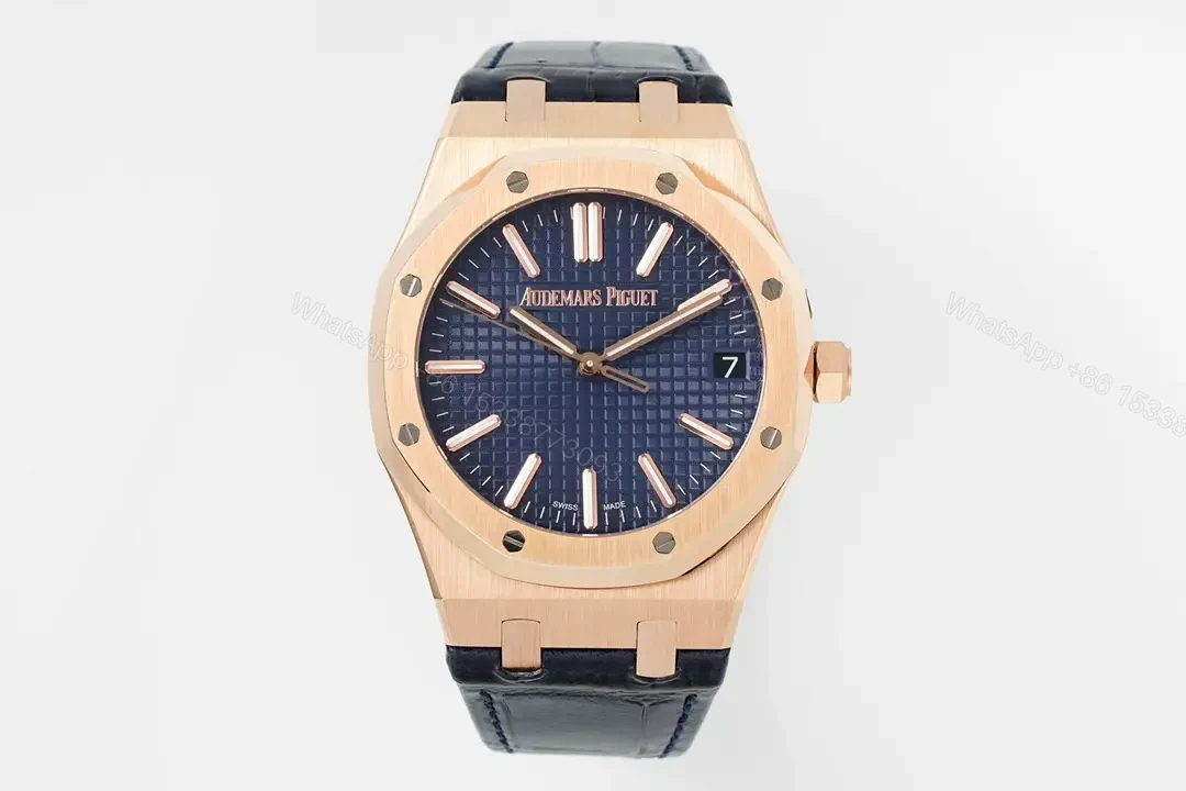 Audemars Piguet Royal Oak 15510 Watch 41MM Rose Gold Case Deep Blue Dial Black Leather Strap Ultimate Edition AP-RO-15510-RG-DBLU-LTH-41 — view 1