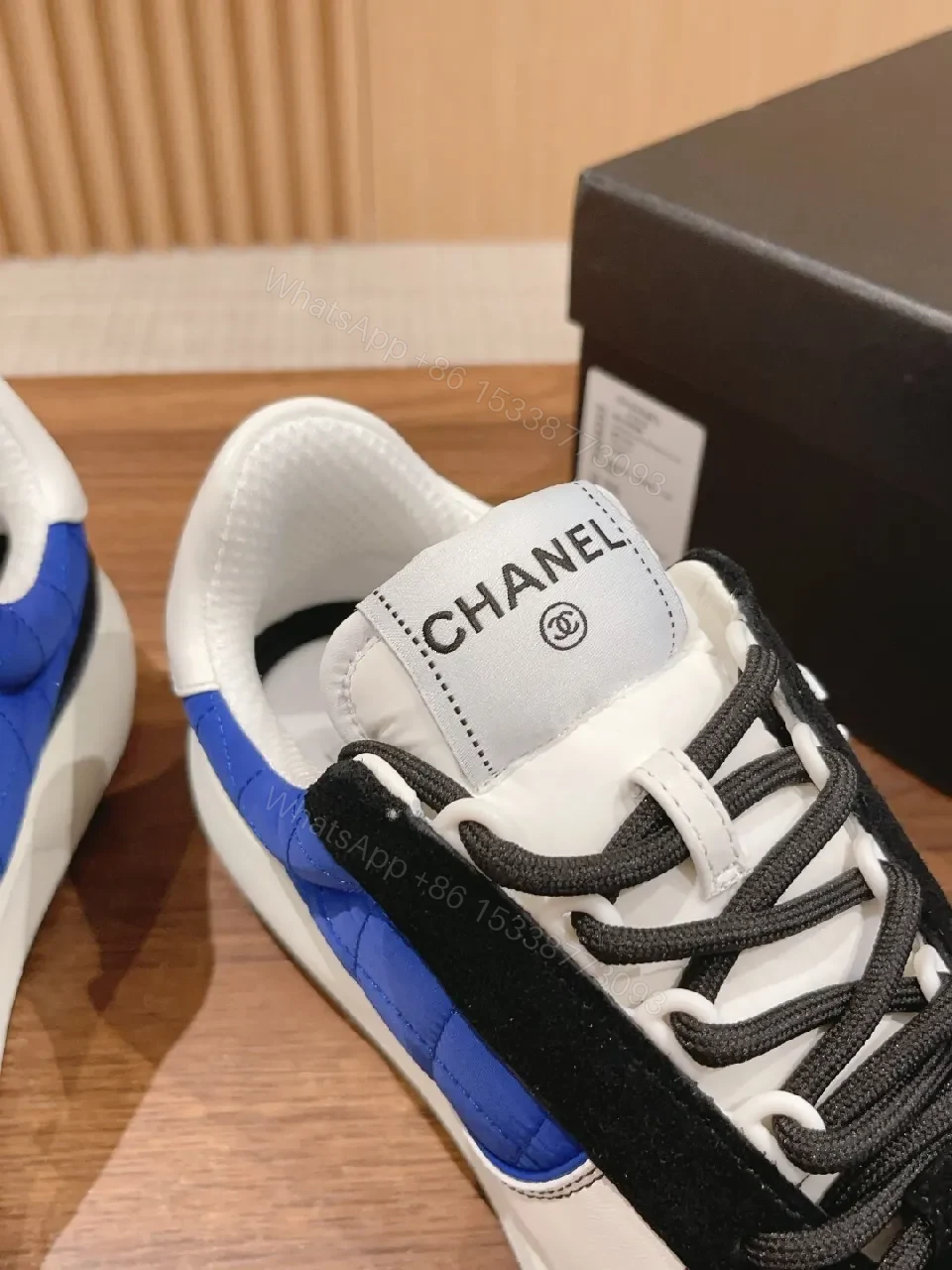 View 2 of Blue-Trim Suede-Textile High-Top Sneakers: Chic Comfort, Urban Edge
