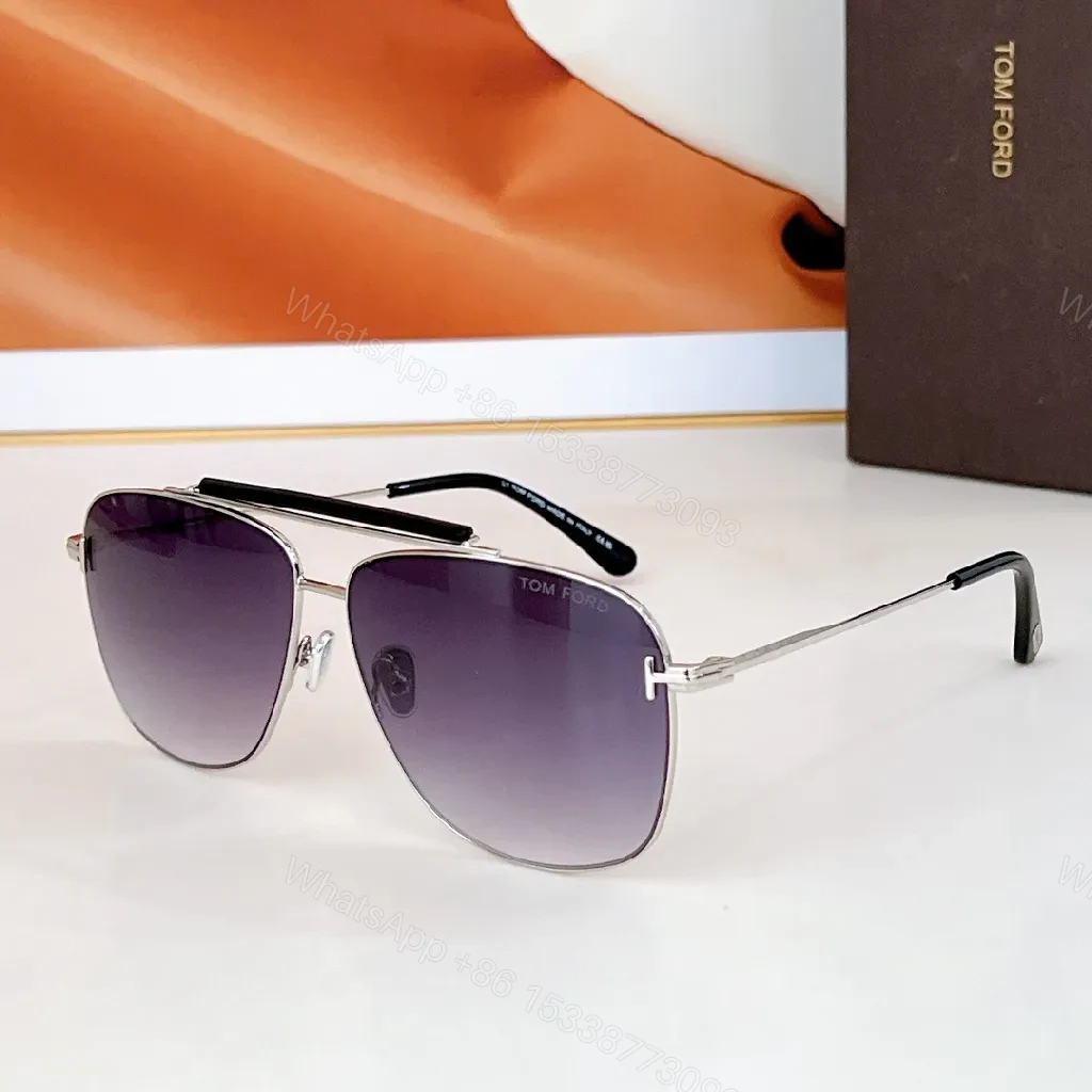 View 6 of Gold-Tone Aviator Sunglasses with Brown Gradient Lenses, Modern Detail, Slim Frames