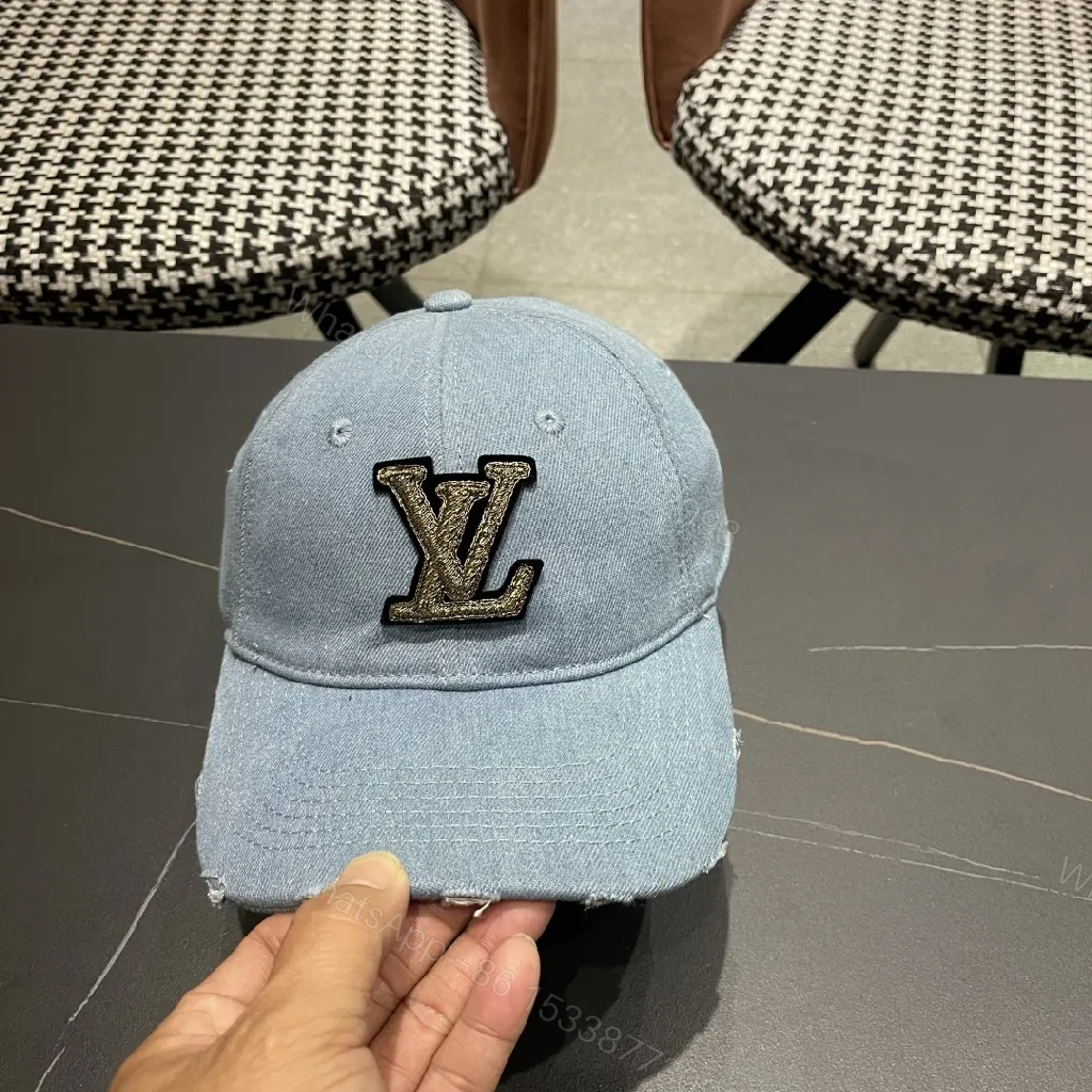 View 10 of Denim Cap with Embroidered Metallic Monogram - Everyday Luxe Cap