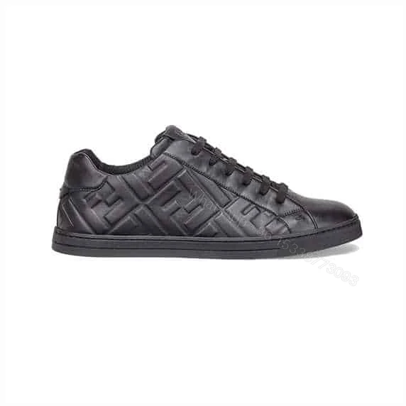 FENDI BLACK NAPPA LEATHER LOW-TOP SNEAKERS – FD04 — view 1