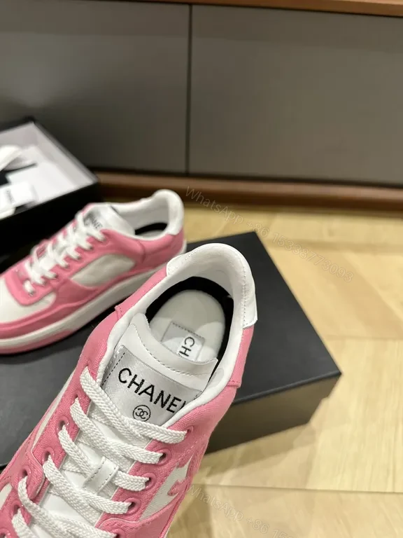 View 8 of Chic Pink & White Coach-Style Sneakers: Luxury Comfort