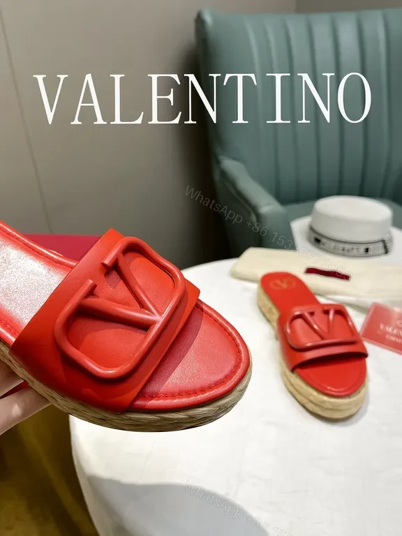 View 3 of Red Valentino Red Calf Leather Espadrille Slide - Bold Luxury Comfort