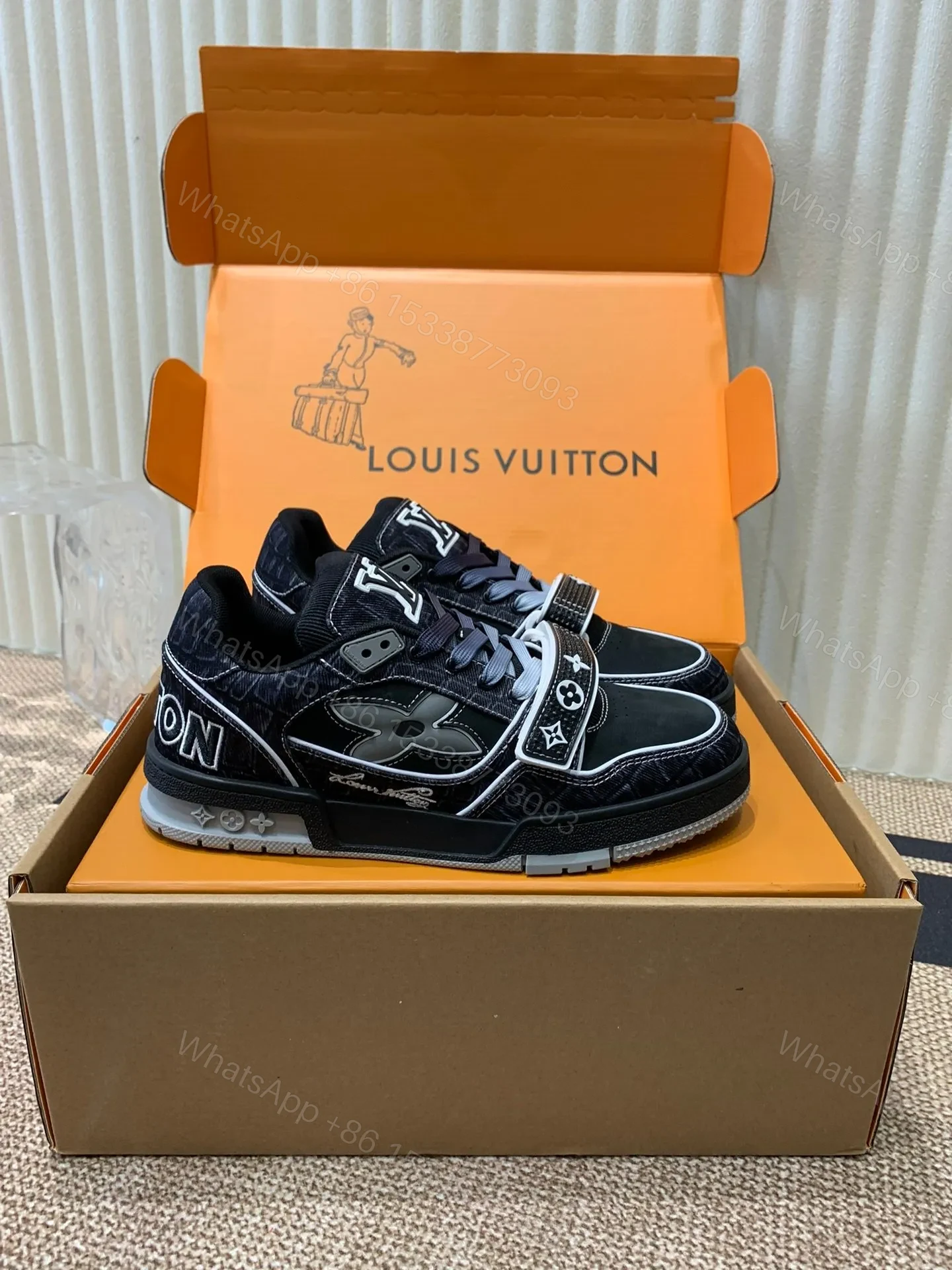 View 3 of LV Women Black Fabric Sneakers