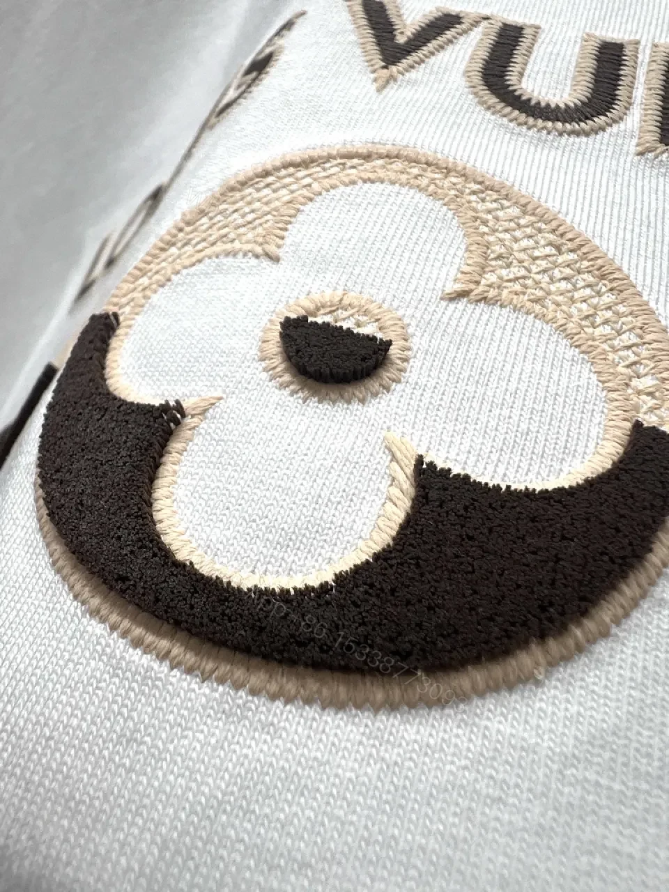 View 4 of White Embroidered Tee — Premium Cotton, Modern Icon, LV-inspired