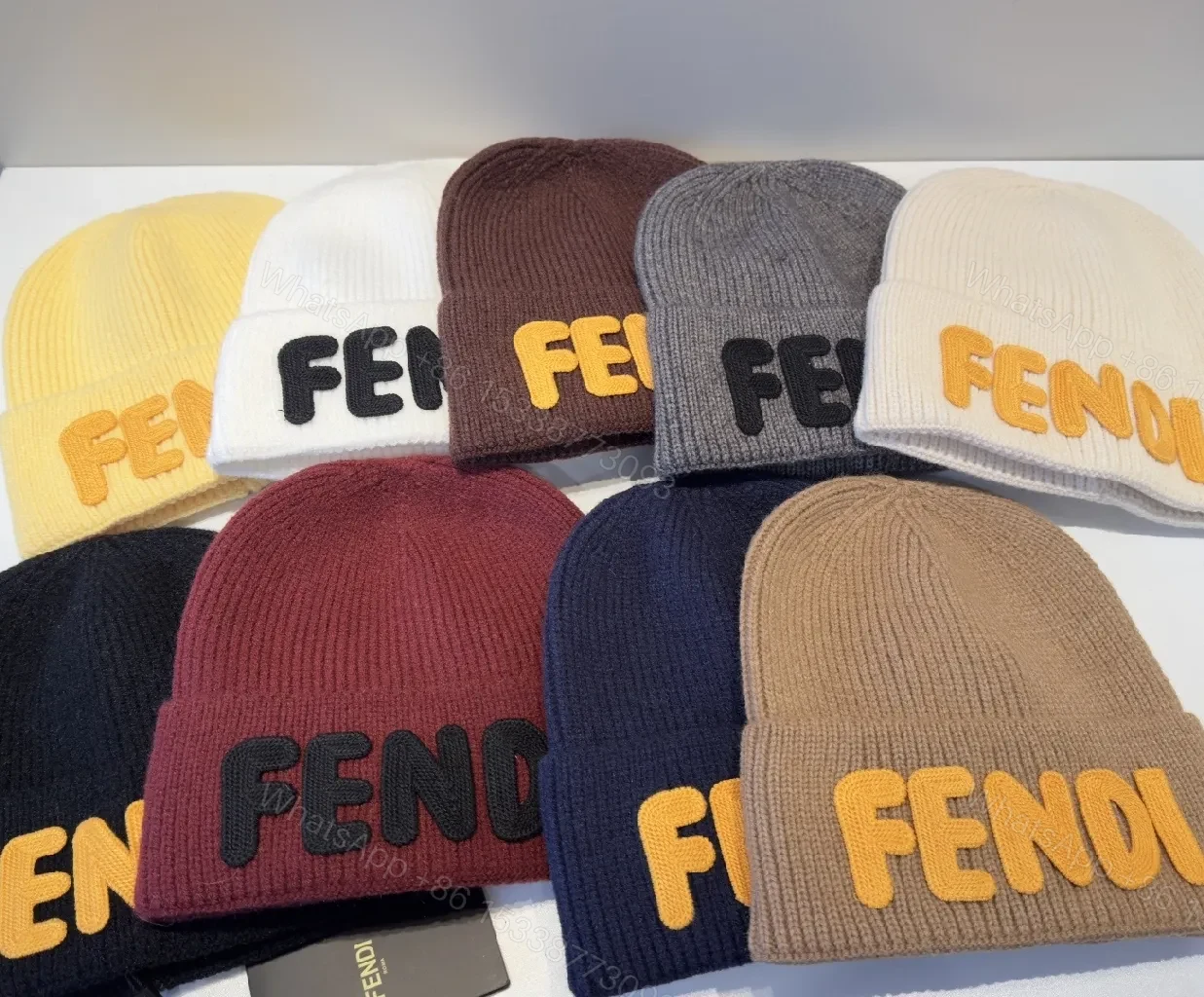 View 4 of Grey + Knit + Beanie + FENDI lettering + Beanie