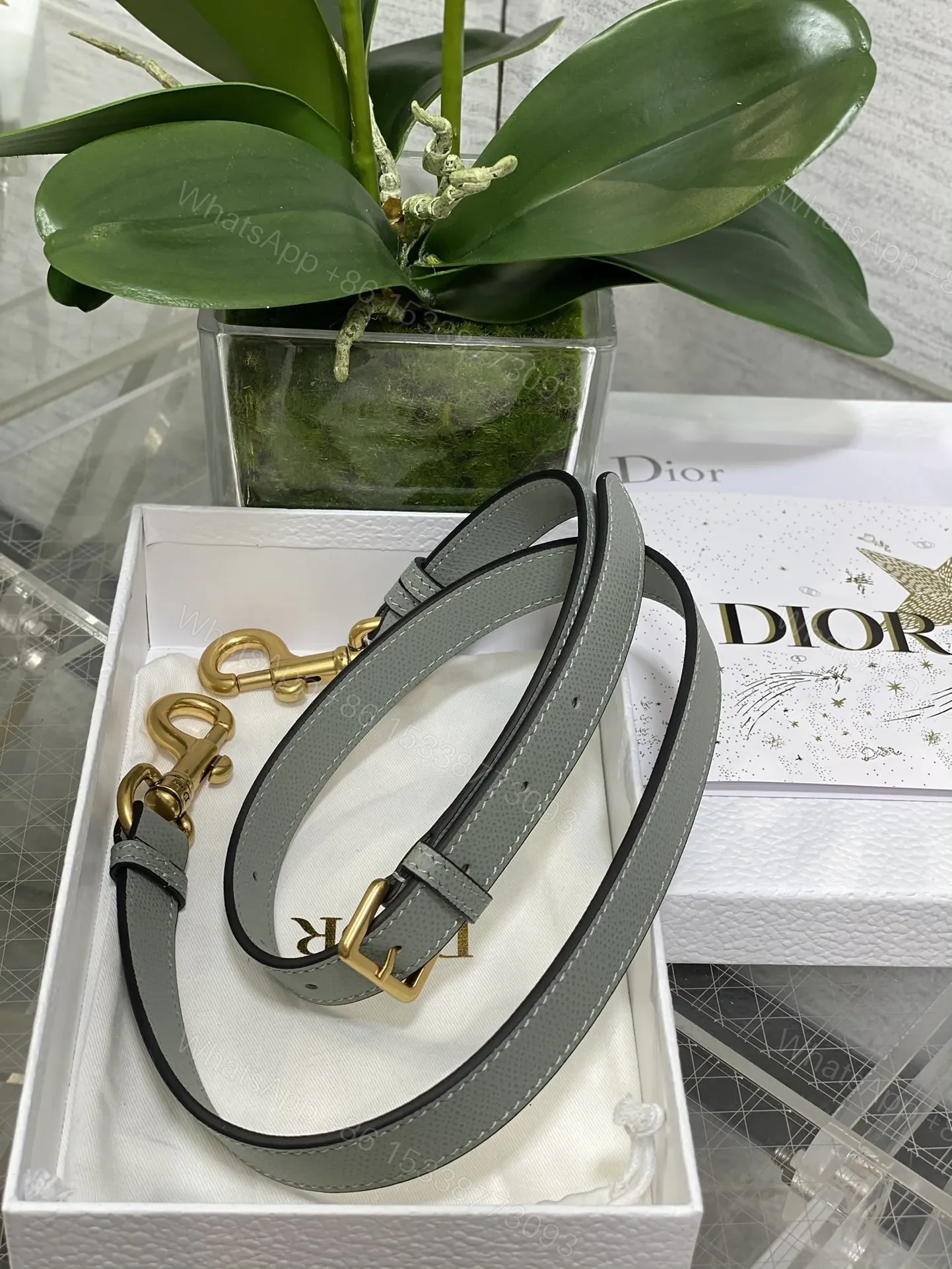 View 8 of Dior Saddle Bag in Stone Gray Gold Hardware