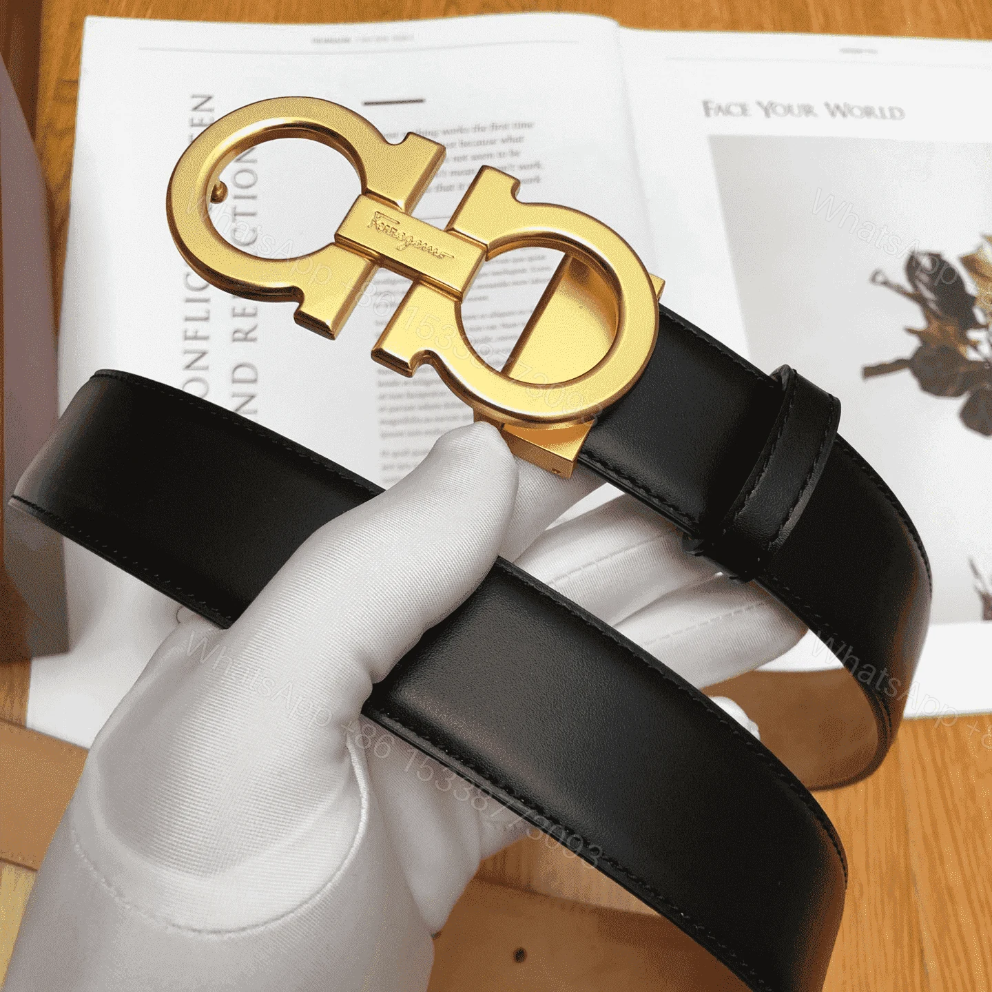 View 3 of SALVATORE FERRAGAMO DOUBLE GANCIO BELT – B29
