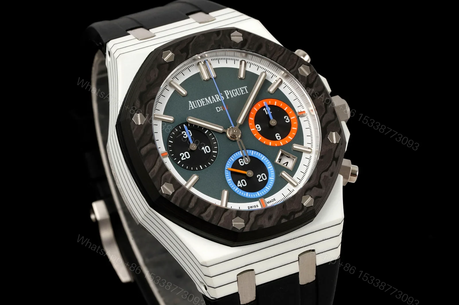 View 2 of Audemars Piguet Royal Oak Carbon Bezel Replica 42MM Premium Black Rubber Strap Edition AP-RO-CB-BLK-RBR-42