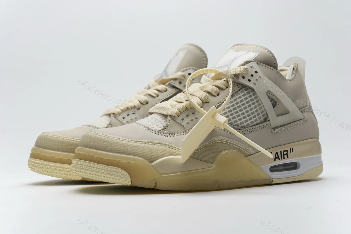 View 3 of OFF White x Air Jordan 4 Retro Sail CV9388-100 (Best Quality)