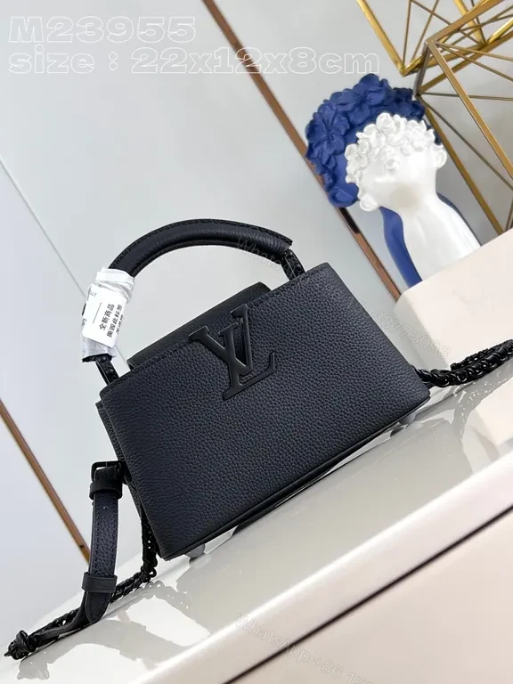 Compact Pebble-Leather Crossbody: Monogram-Accent Bag — view 1
