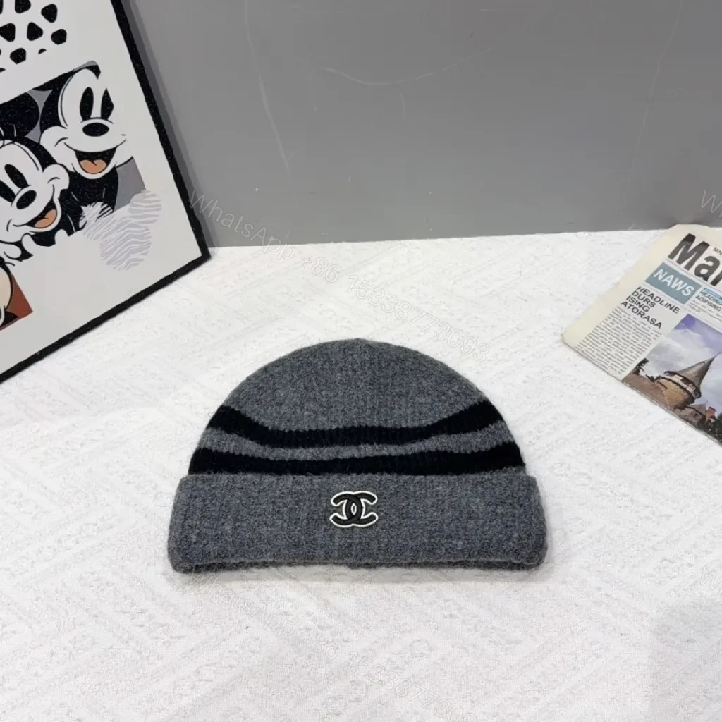 View 5 of Chic Knit Beanie with Stripe Detail – Luxury Everyday Style
