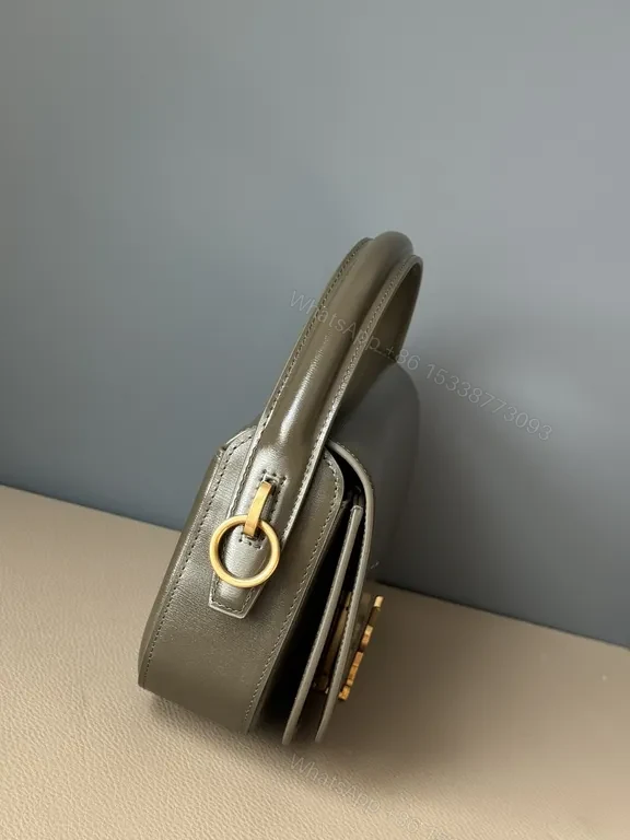 View 2 of Structured Leather Shoulder Bag: Gold Hardware, Compact Style