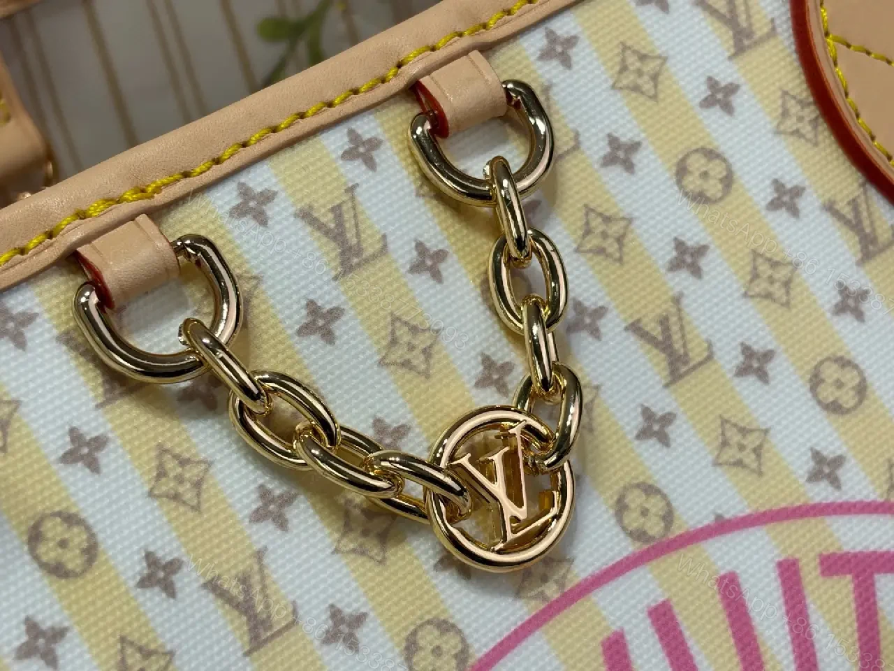 View 8 of Off-White Monogram Tote Pouch Set with Tan Leather Trim