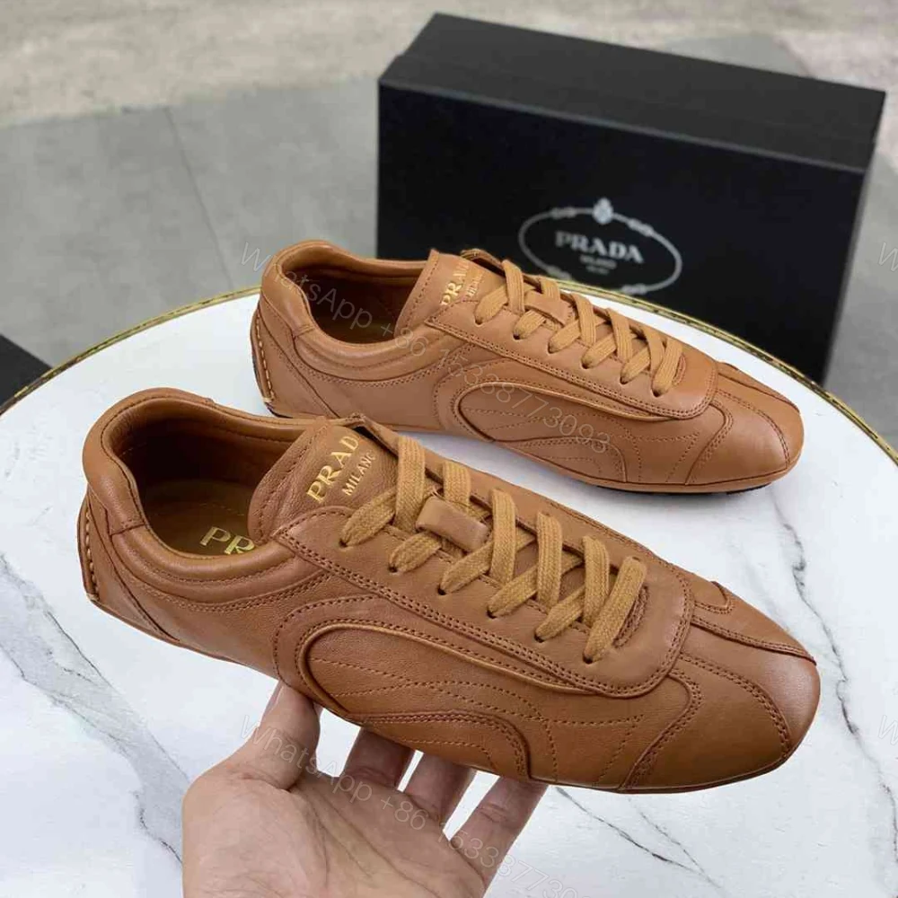 View 2 of Prada Montecarlo Re Edition 2005 Antiqued Nappa Leather Sneakers Caramel