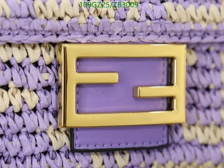 View 11 of Fendi Baguette Black Raffia Bag with Crocheted FF ZB9900