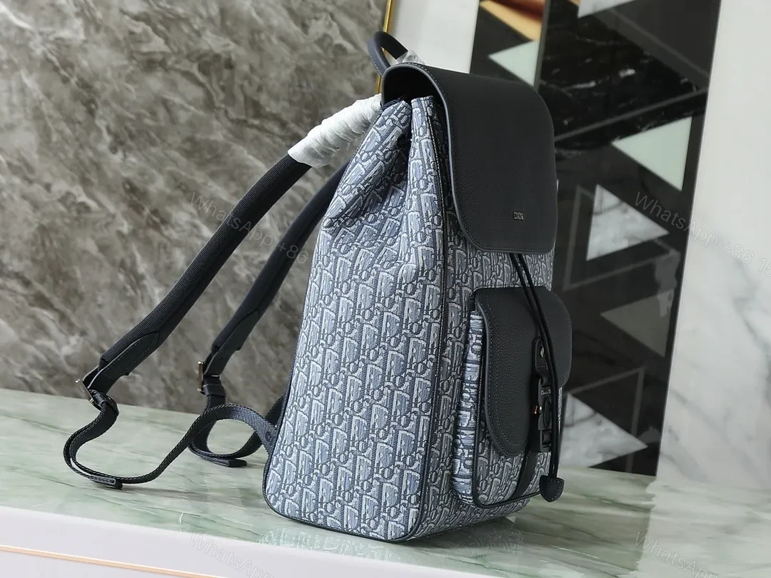 View 9 of Structured Pattern Leather-Accent Backpack for Everyday Luxury