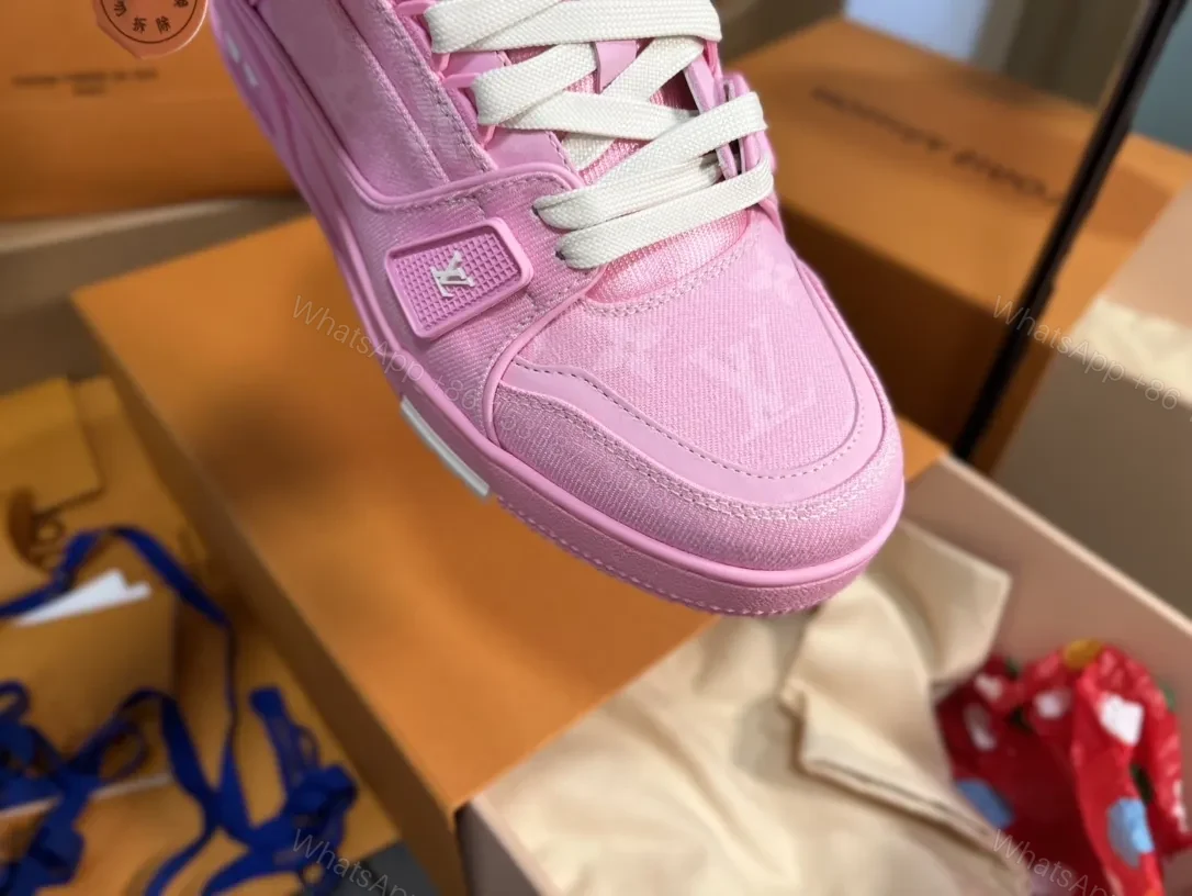 View 8 of Pink Suede-Textile Low-Top Sneakers with Luxe Accents