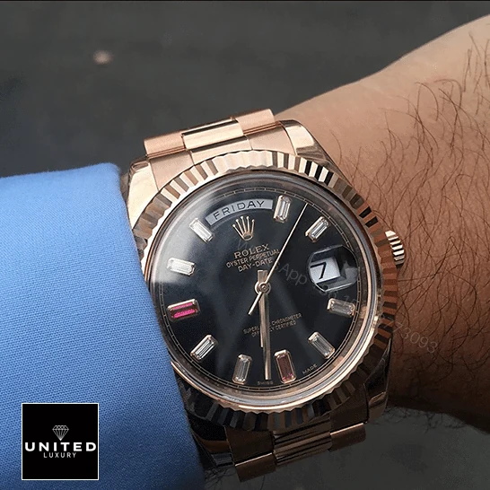 View 7 of Rolex Day-Date II 218235 Rose Gold Black Replica