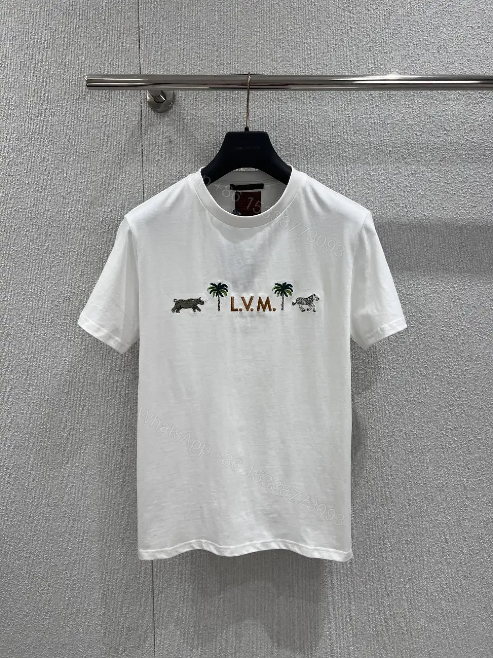 White Cotton T-Shirt with LVM Embroidery, Polo-Feel Comfort — view 1