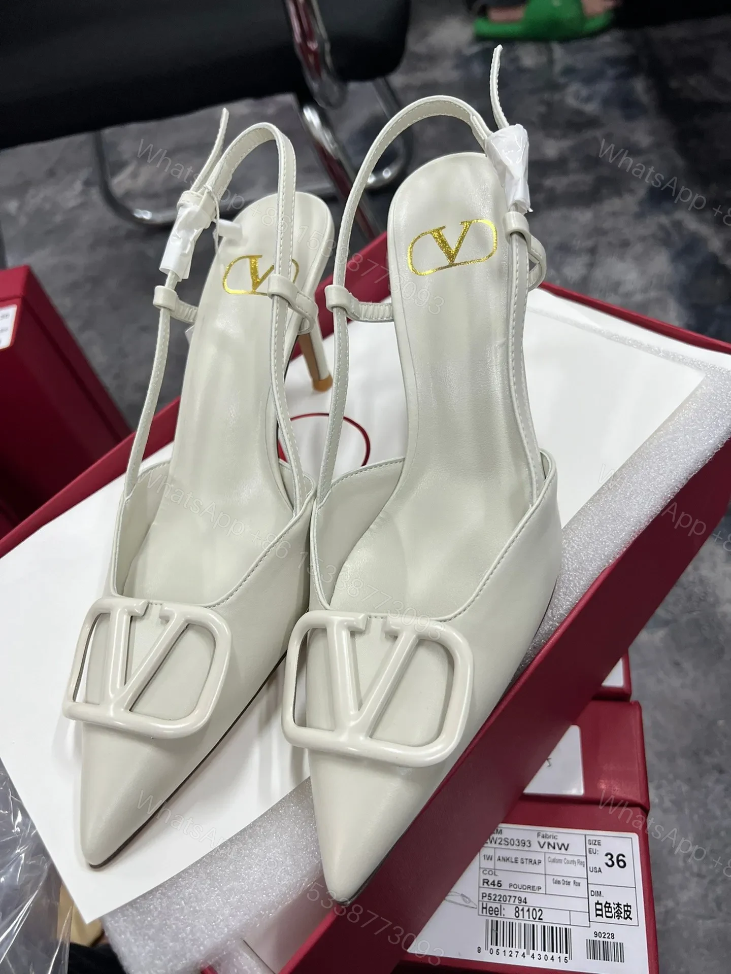View 4 of Valentino Women White Slingback Leather Pumps